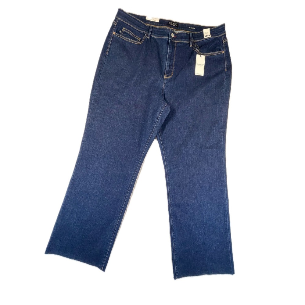 Judy Blue Straight Fit High Waist 24W Dark Wash Raw Hem Stretch Denim Jeans